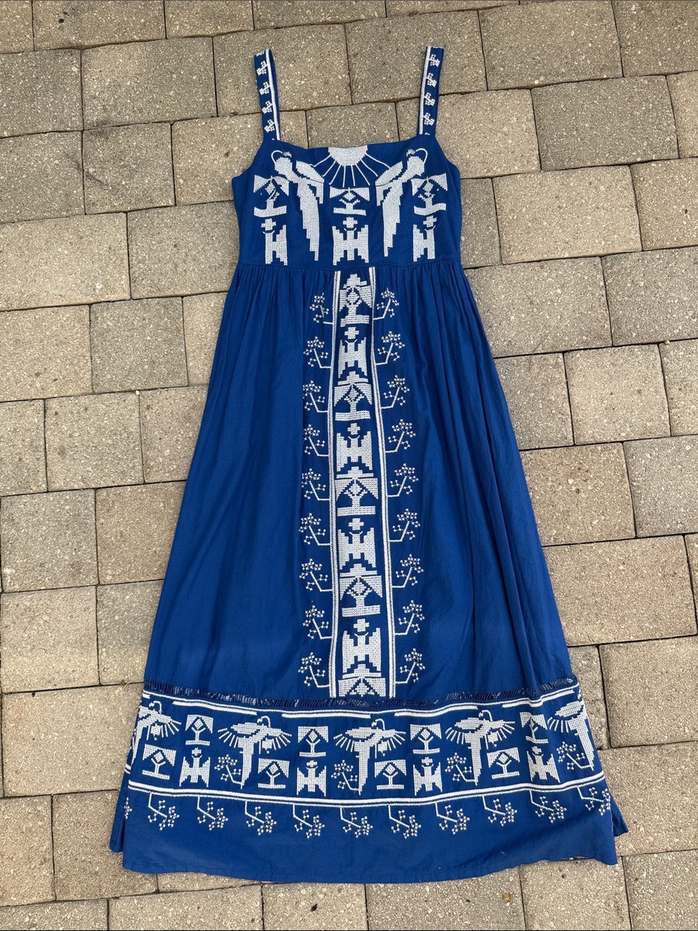 FARM Rio Blue Maxi Dress with White Embroidery - Picture 7 of 7
